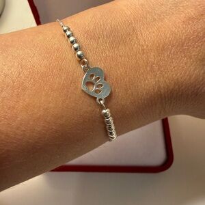 Peruvian Silver Heart Paw Bracelet | Adjustable Bolo | NWOT